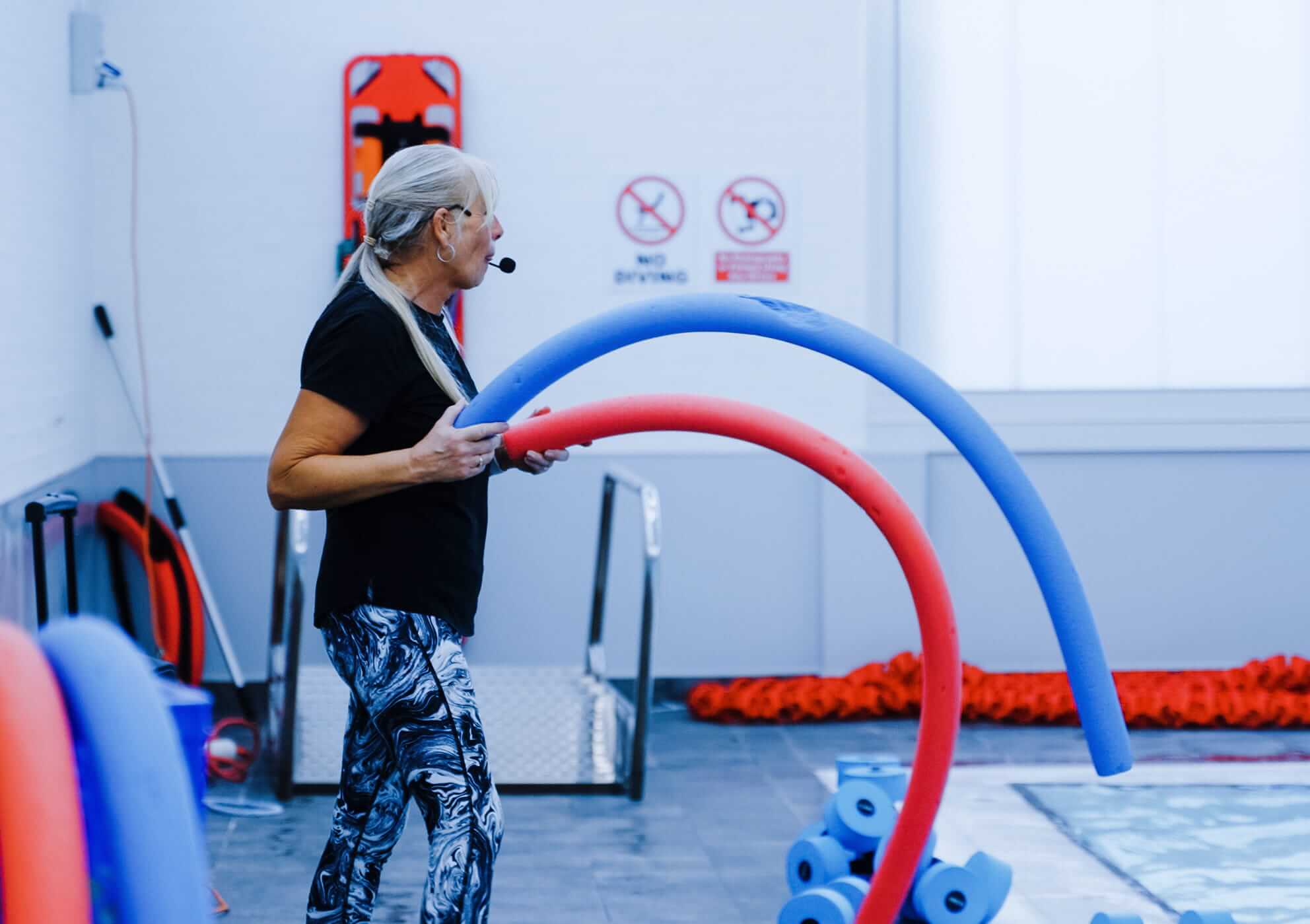bev taking aqua fit class beverley ferris